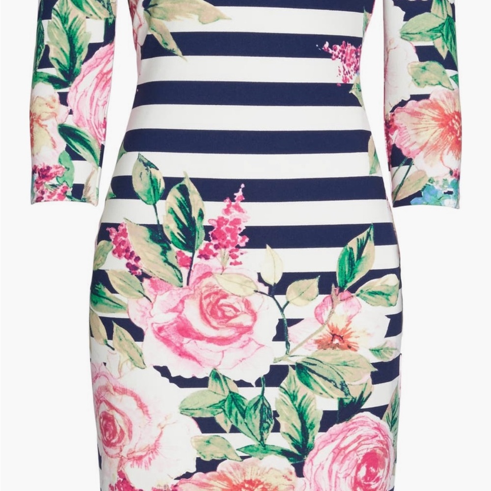 ELIZA J Stripe Off the Shoulder Dress